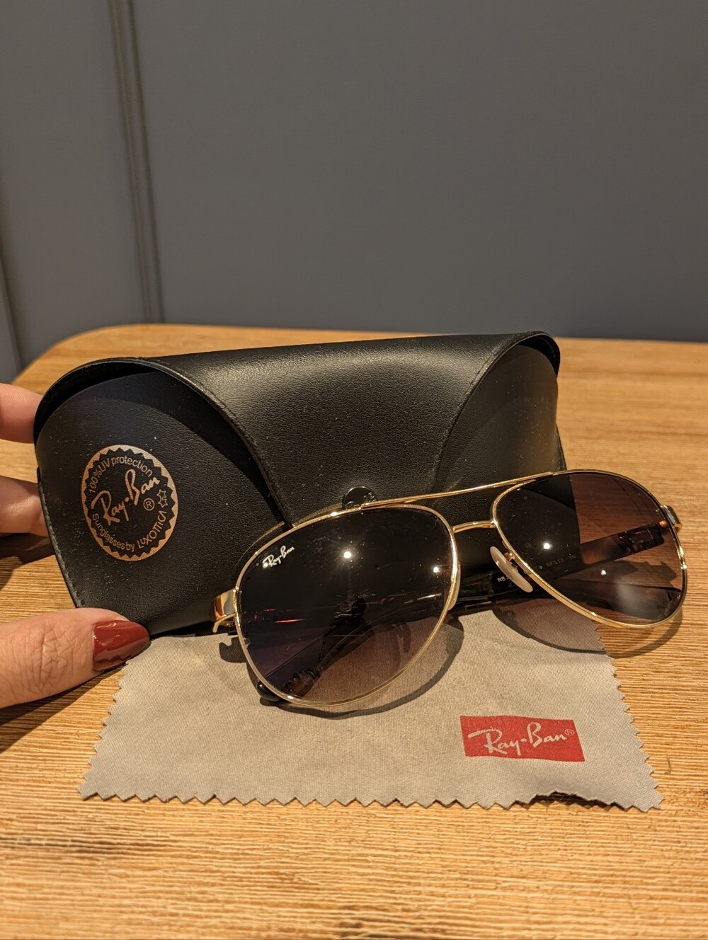 Ray-Ban Aviator Sunglasses Gold Frame, Brown Gradient Lenses